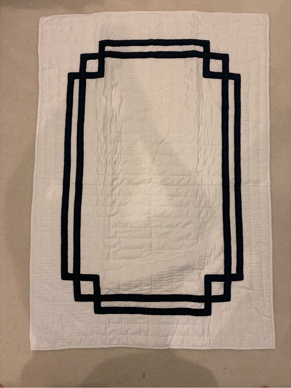 Pottery Barn Kids White/Navy Sutton Baby/Toddler Quilt